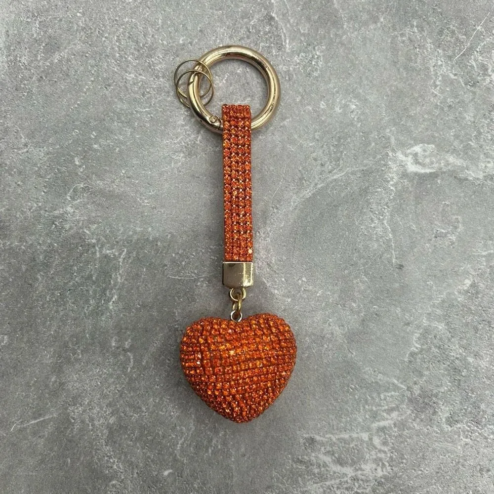 NWOT Sparkling Red Rhinestone Heart Keychain Charm Purse Key Ring
